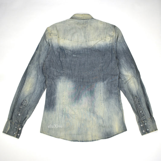 Dolce & Gabbana - Bird Embroidered Bleached Denim Shirt
