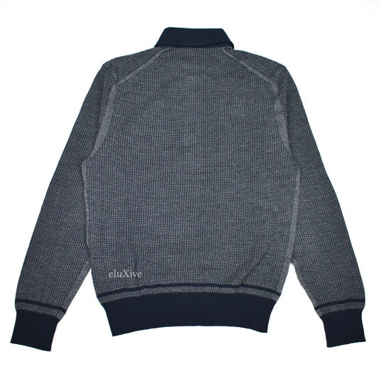 Tom Ford - Navy/Gray Knit Polo Sweater
