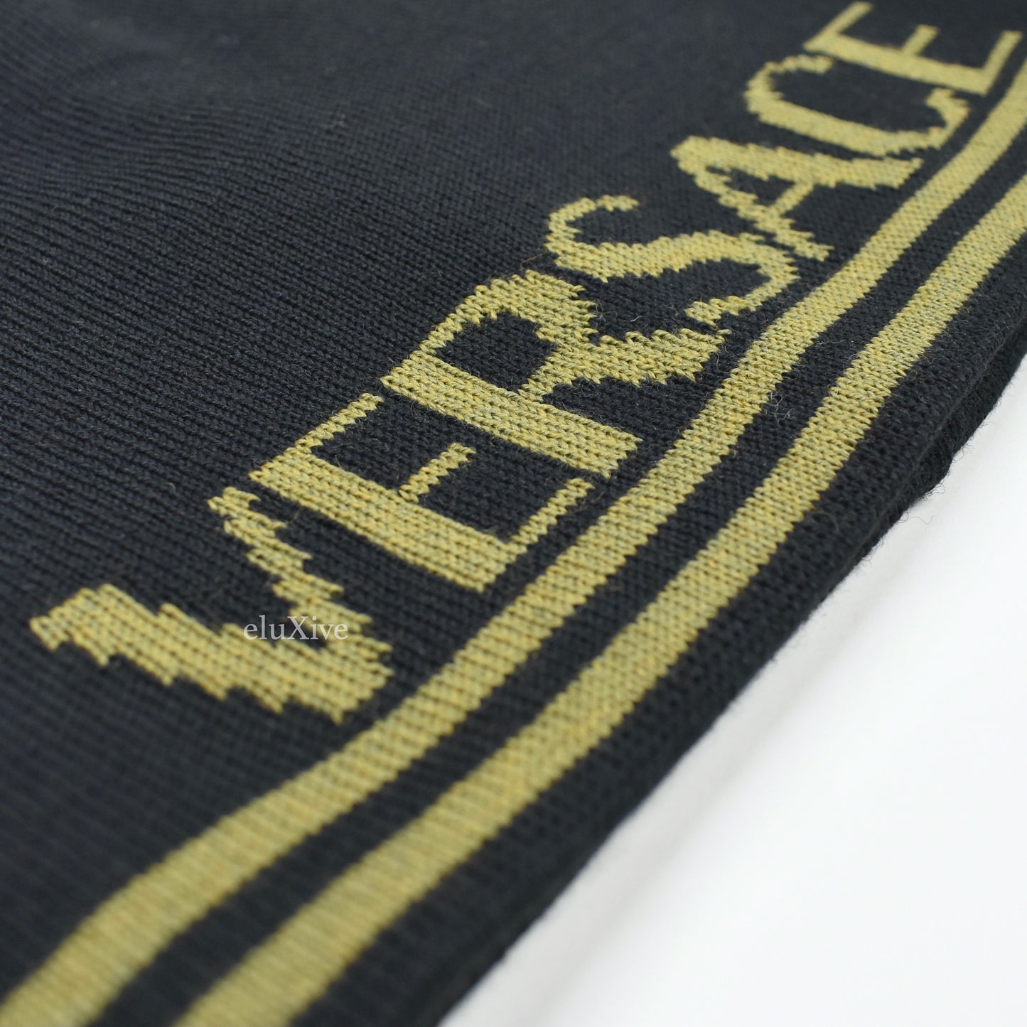 Versace - Black & Olive Logo Knit Beanie