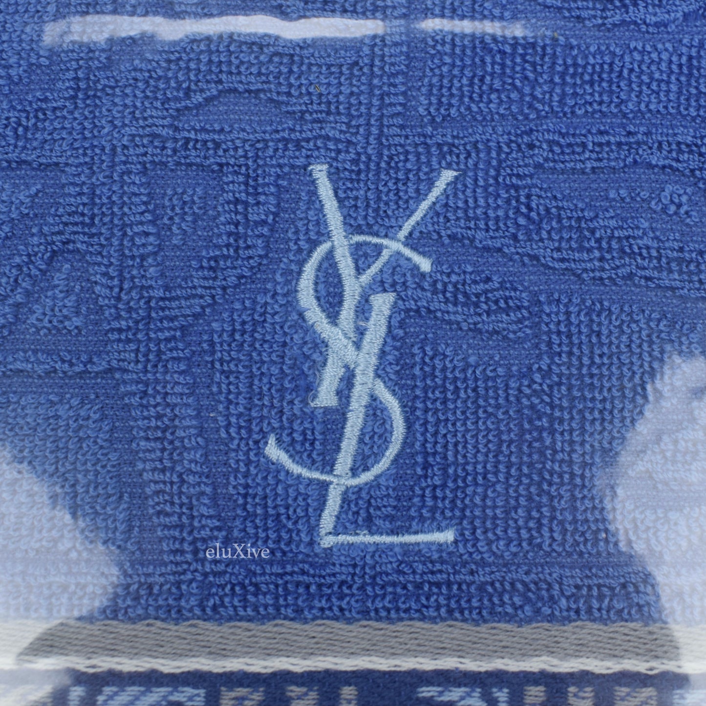 Yves Saint Laurent - Blue Logo Square Pattern Hand Towel (Medium)