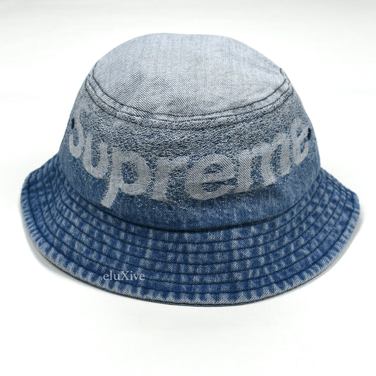 Supreme - Fade Jacquard Denim Logo Bucket Hat (Blue)