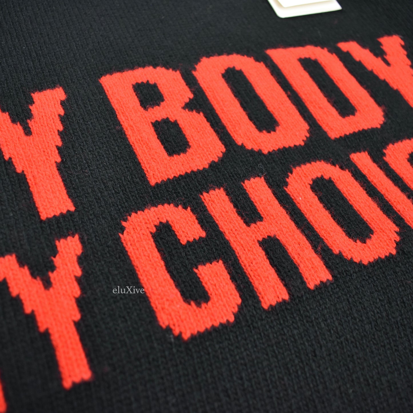 Gucci - Black My Body My Choice Intarsia Knit Sweater