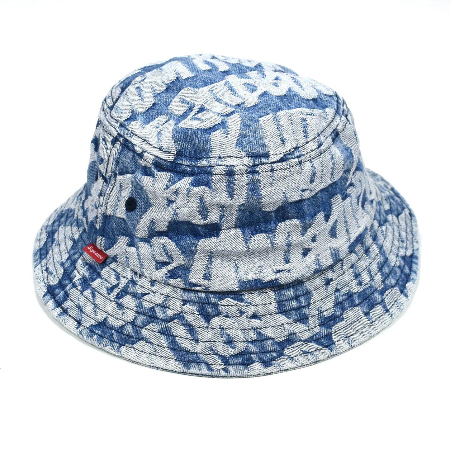 Supreme - Blue Fat Tip 'LV' Jacquard Logo Denim Bucket Hat