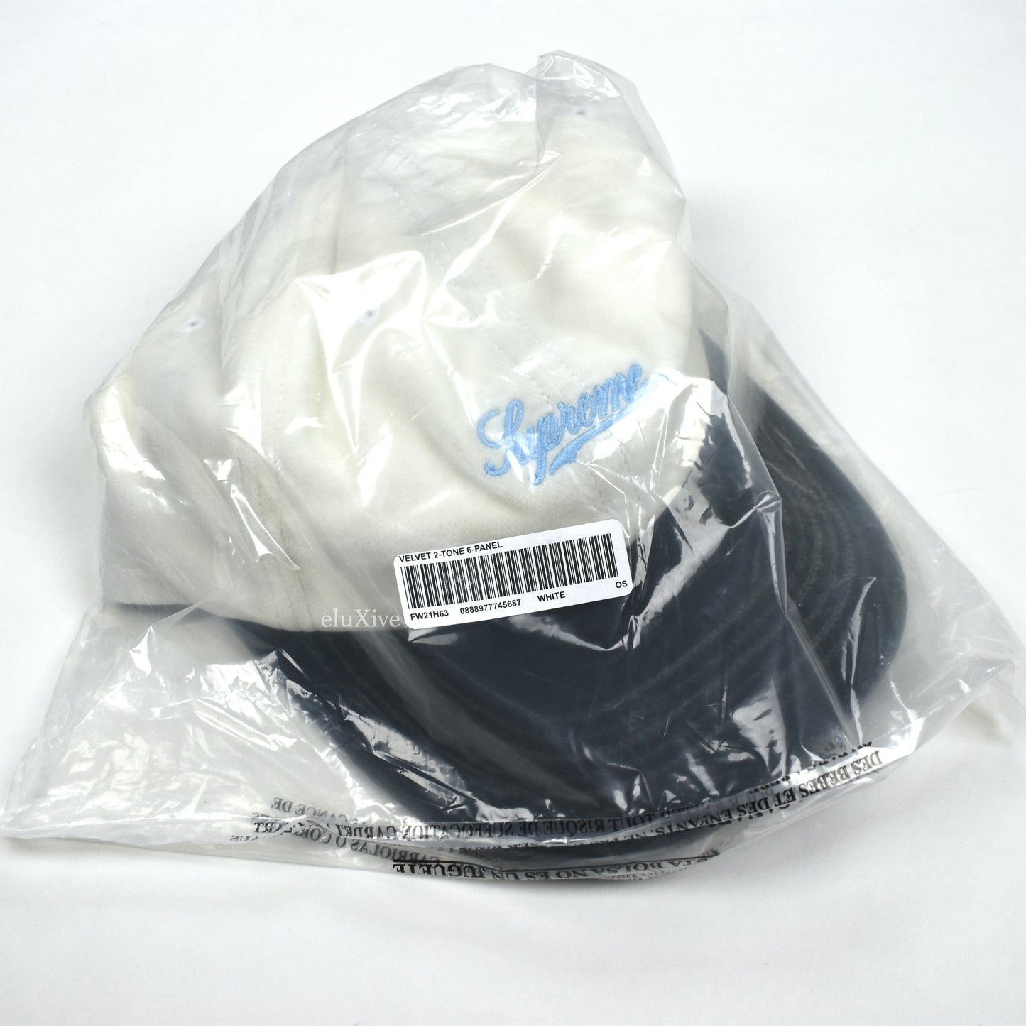 Supreme - Velvet 2-Tone Script Logo Hat (White)