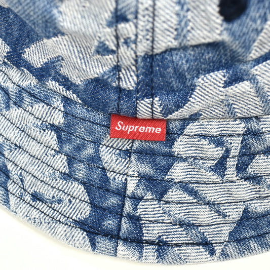 Supreme - Blue Fat Tip 'LV' Jacquard Logo Denim Bucket Hat