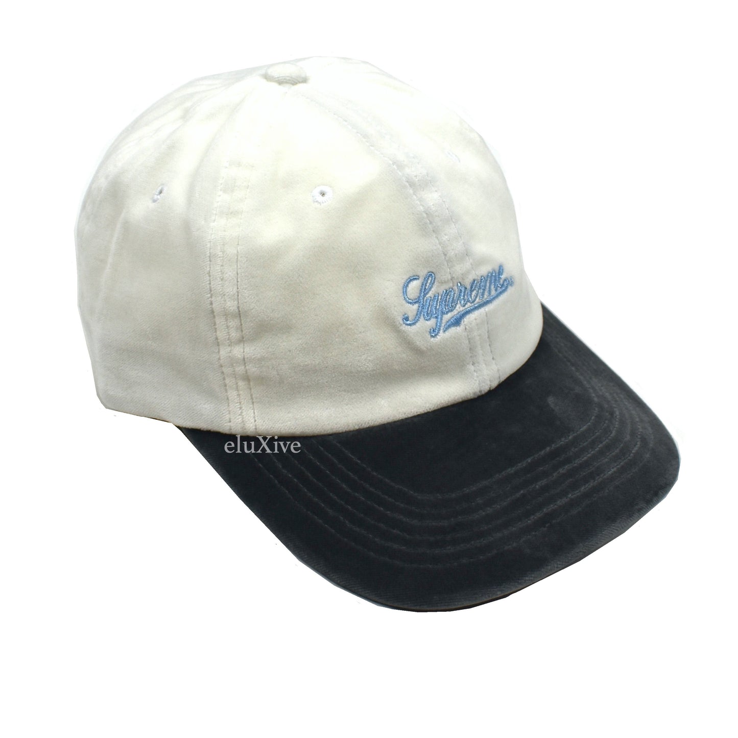 Supreme - Velvet 2-Tone Script Logo Hat (White)