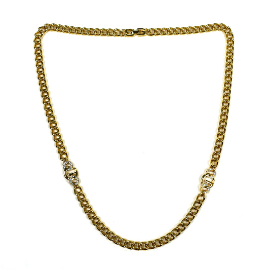 Givenchy - 25.5" Gold Crystal Logo Link Chain Necklace