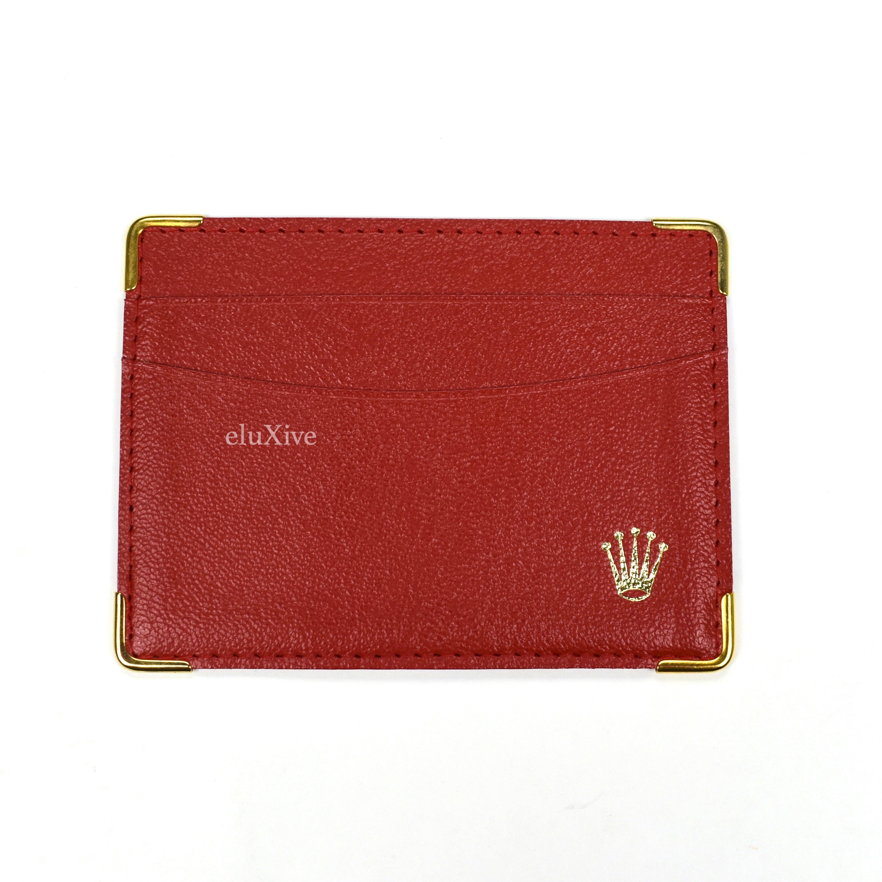 Rolex - New Old Stock Dark Red Leather Card Case with Gold Crown Logo ...