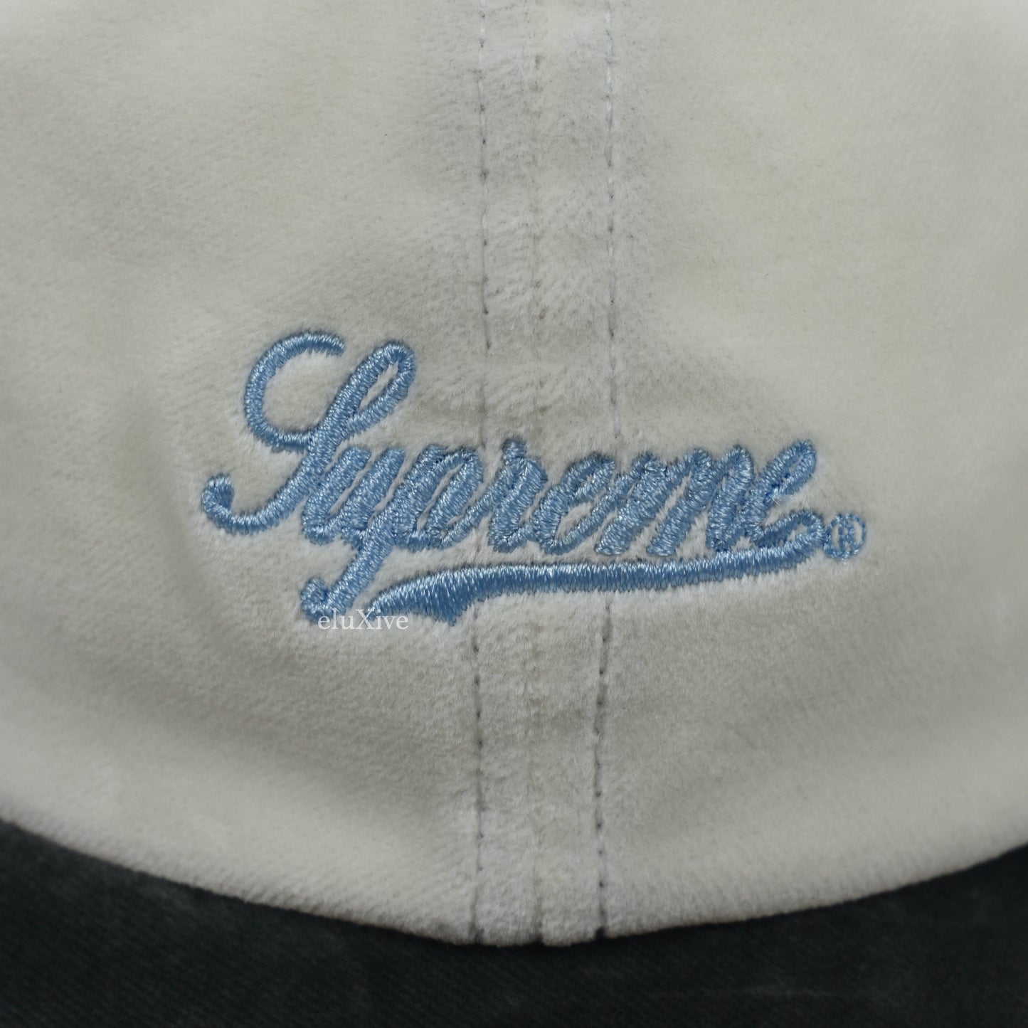 Supreme - Velvet 2-Tone Script Logo Hat (White)