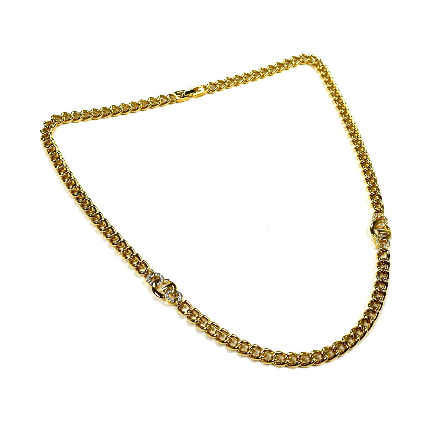 Givenchy - 25.5" Gold Crystal Logo Link Chain Necklace