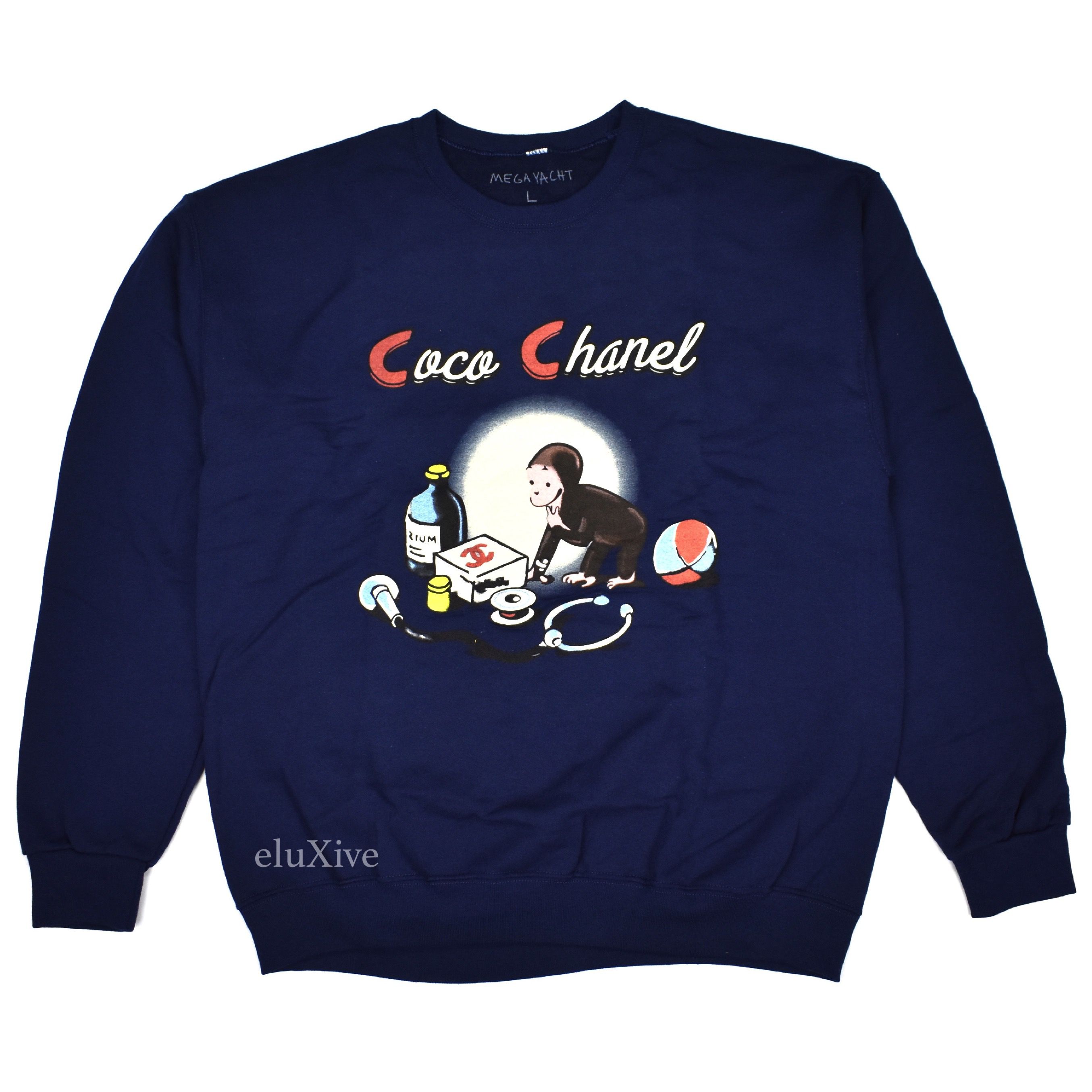 Mega Yacht - 'Chanel' Logo Curious George Sweatshirt – eluXive