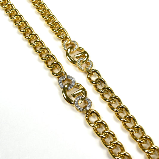 Givenchy - 25.5" Gold Crystal Logo Link Chain Necklace