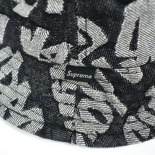 Supreme - Black Fat Tip 'LV' Jacquard Logo Denim Bucket Hat