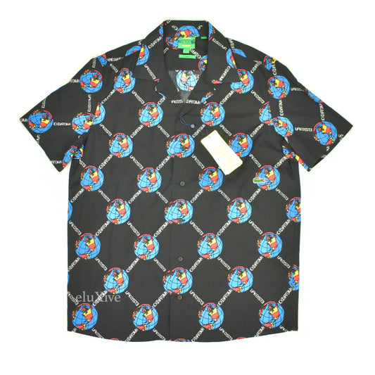 Lacoste x Chinatown Market - Globe Print Club Shirt (Black)