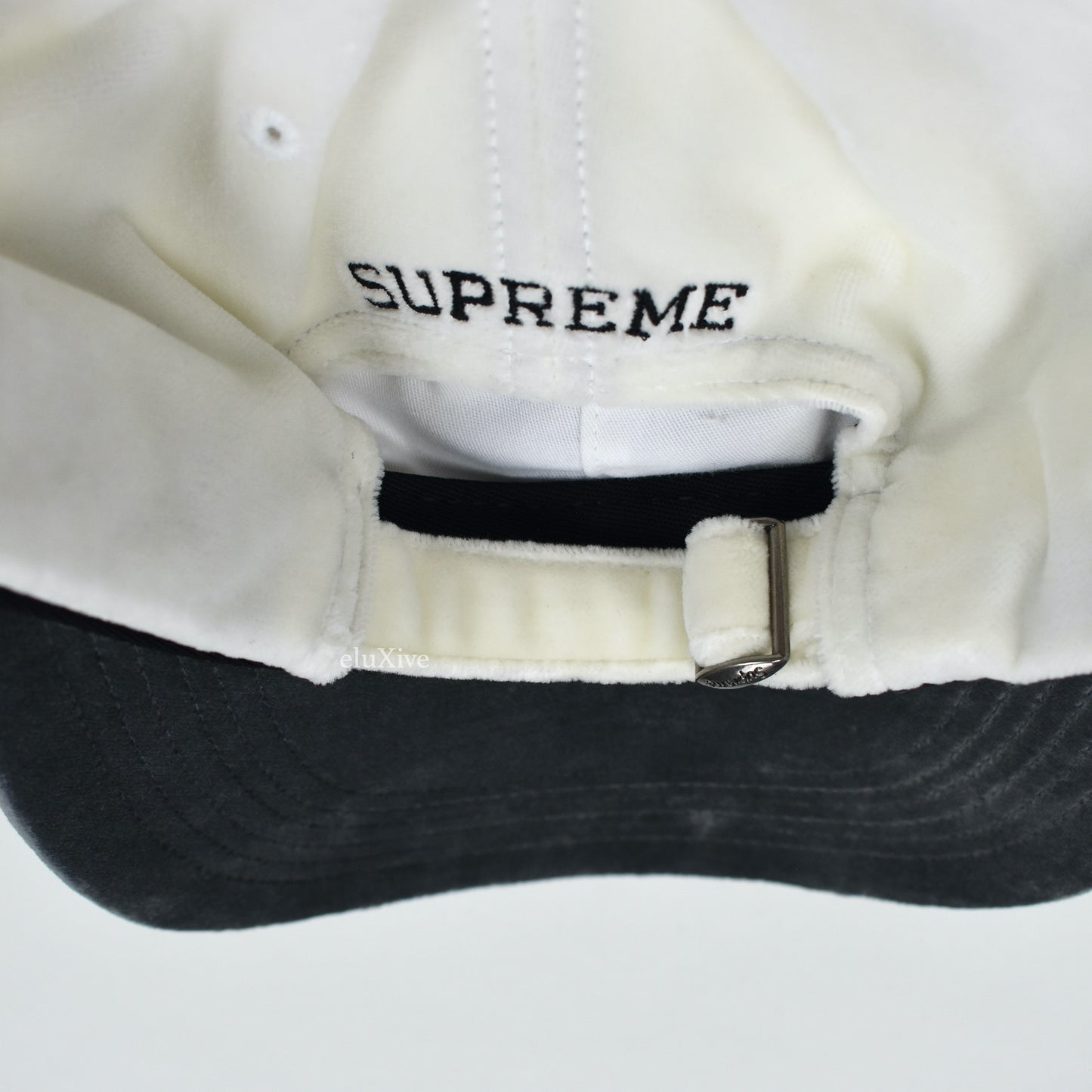 Supreme - Velvet 2-Tone Script Logo Hat (White)