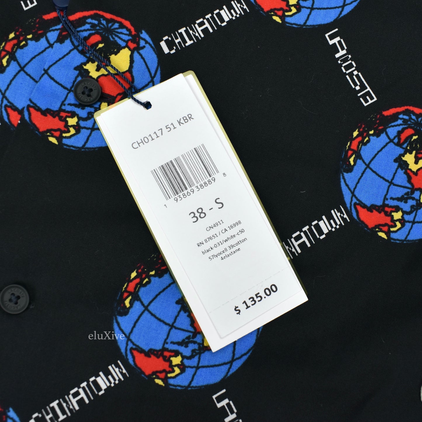 Lacoste x Chinatown Market - Globe Print Club Shirt (Black)