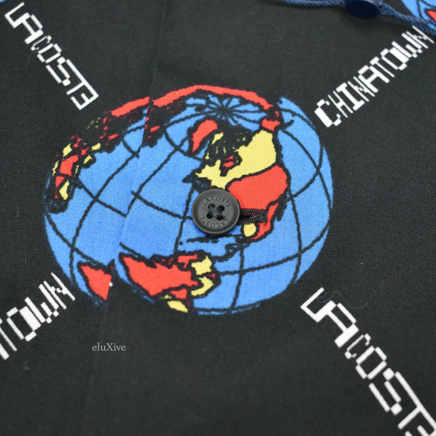 Lacoste x Chinatown Market - Globe Print Club Shirt (Black)