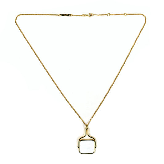 Celine - Gold Chain Necklace & Leather Logo Pendant