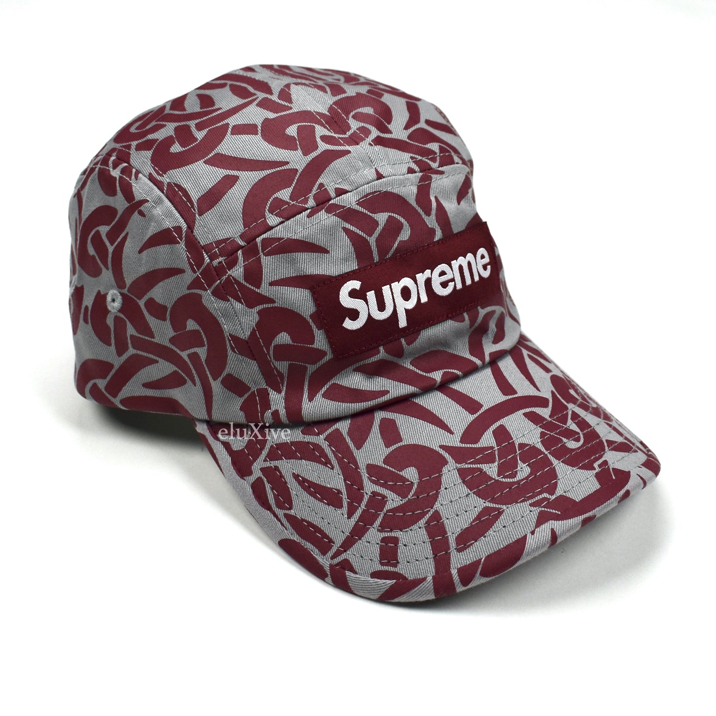 Supreme - Dark Red Box Logo Celtic Knot Hat (Gray)