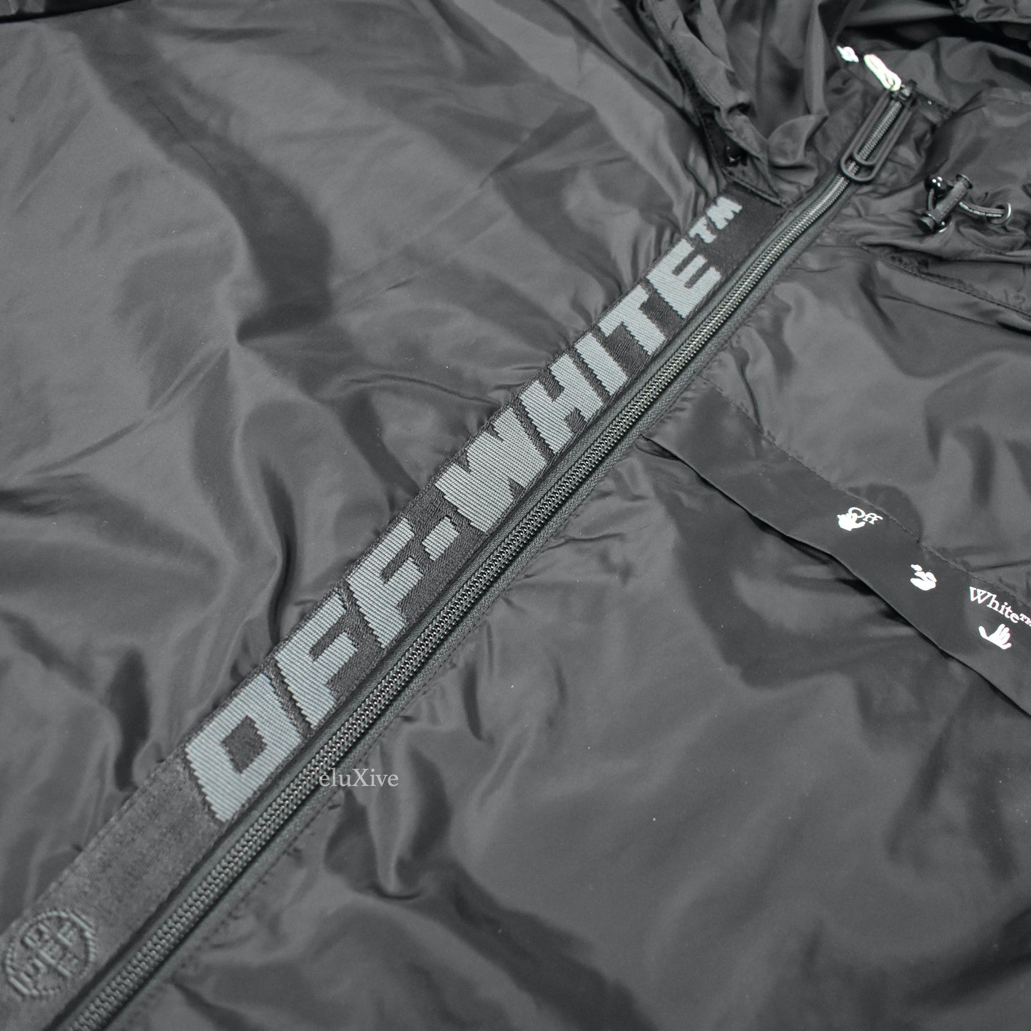 Off-White - Black Nylon Logo Print Rain Jacket