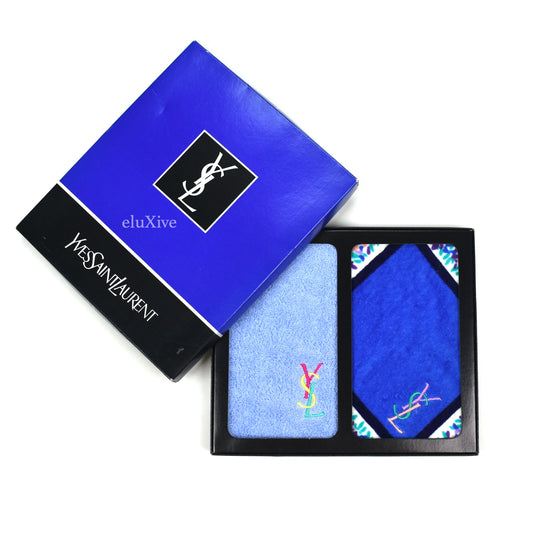Yves Saint Laurent - Blue Set of 2 Colorful Logo Hand Towels (Small)