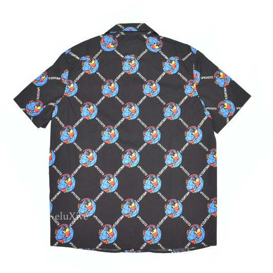 Lacoste x Chinatown Market - Globe Print Club Shirt (Black)