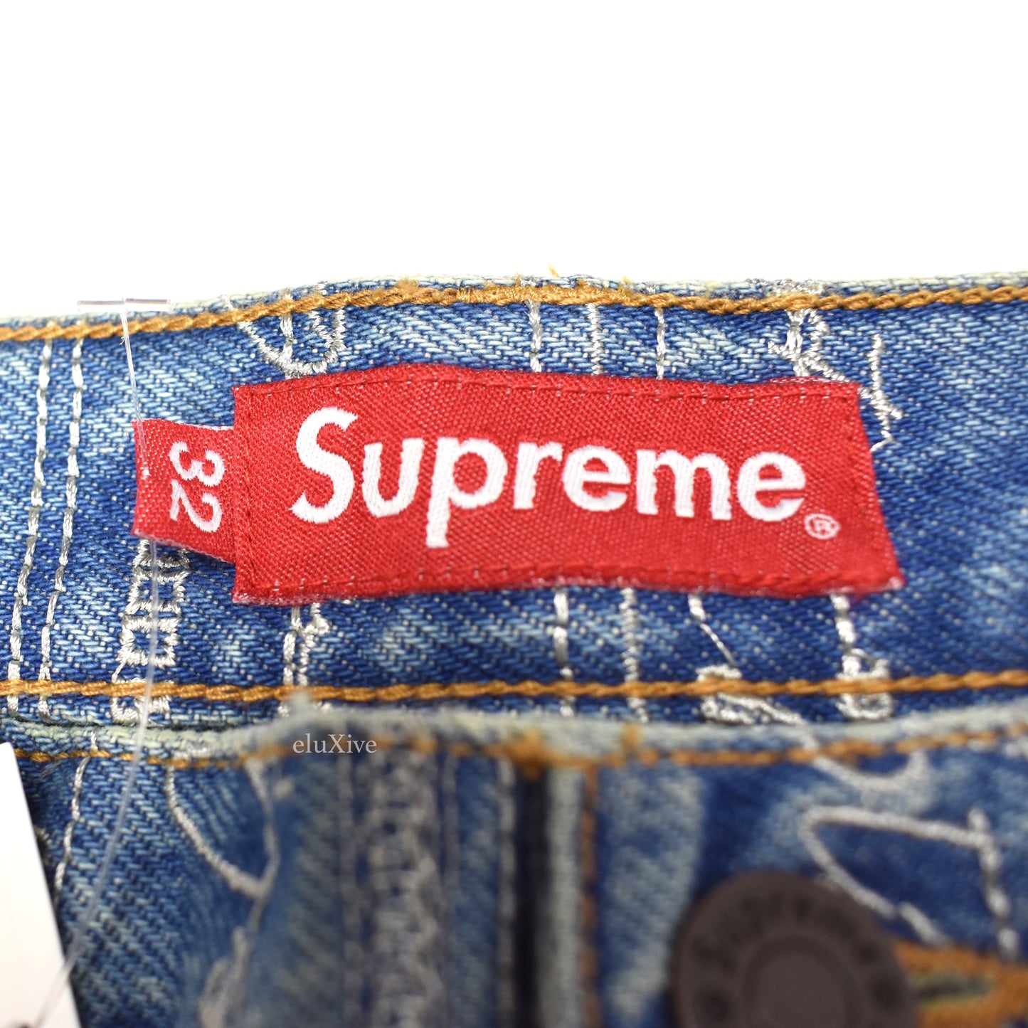 新品☆ checks embroidered jean☆supreme-