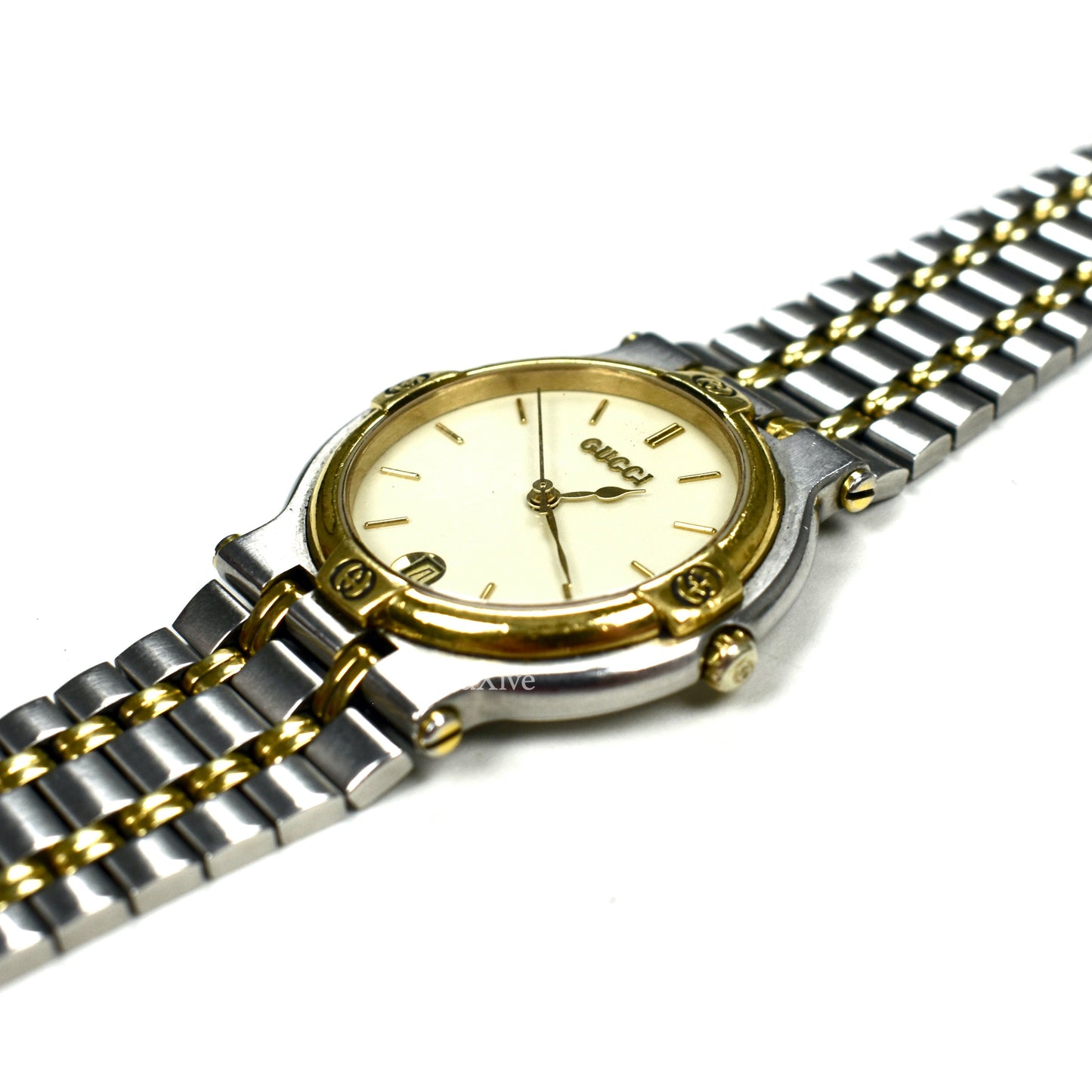 Gucci - 9000M Gold/Steel Ivory White Dial Watch