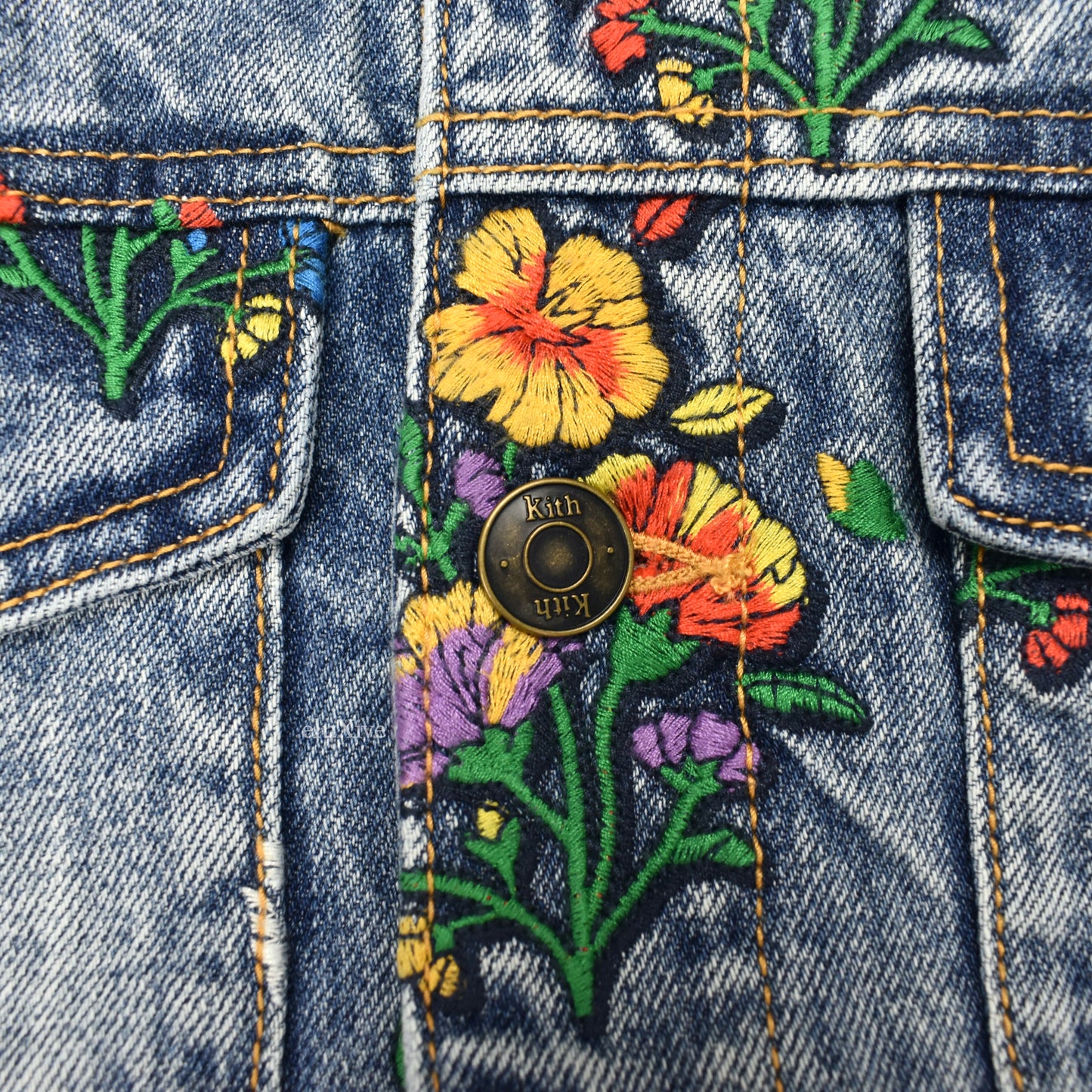 Kith - Floral Embroidered Denim Ellis Trucker Jacket