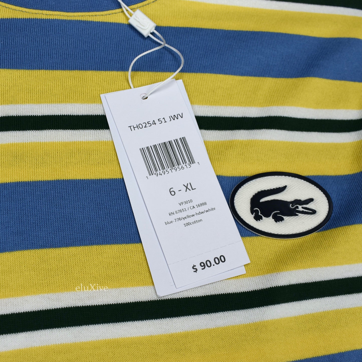 Lacoste - Yellow & Blue Striped L/S T-Shirt