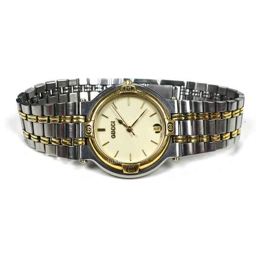 Gucci - 9000M Gold/Steel Ivory White Dial Watch