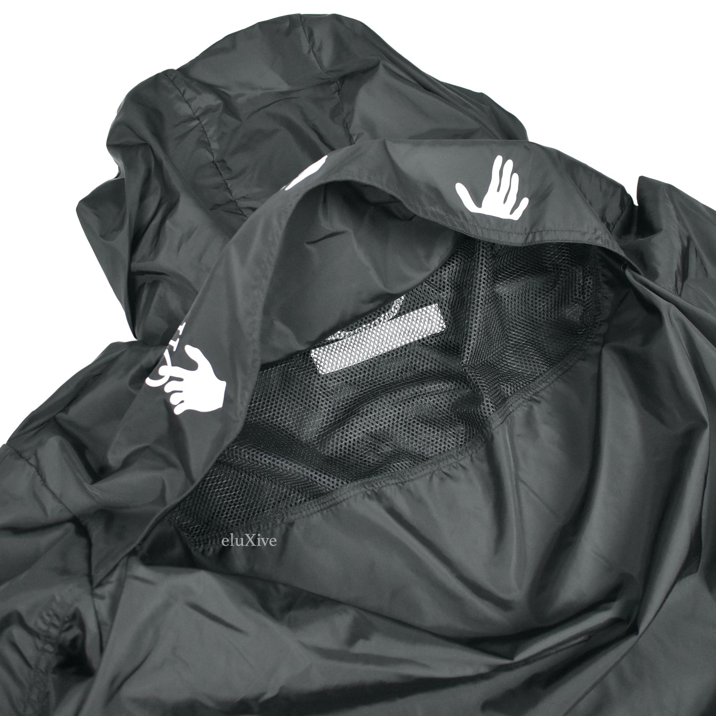 Off-White - Black Nylon Logo Print Rain Jacket