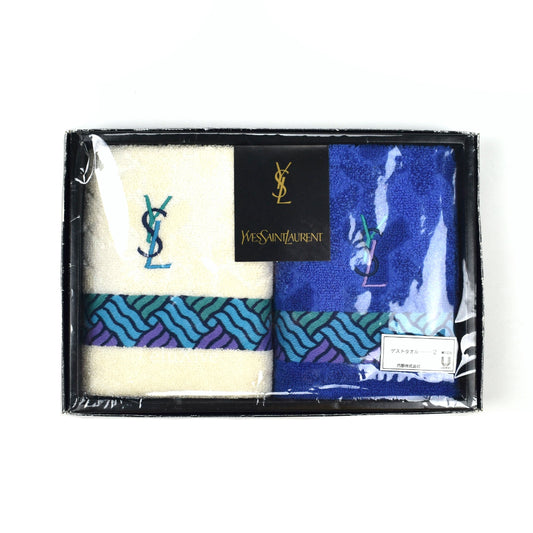 Yves Saint Laurent - Ivory/Blue Set of 2 Logo Hand Towels (Medium)