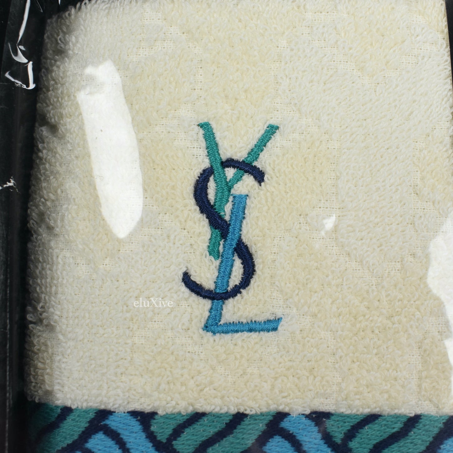 Yves Saint Laurent - Ivory/Blue Set of 2 Logo Hand Towels (Medium)