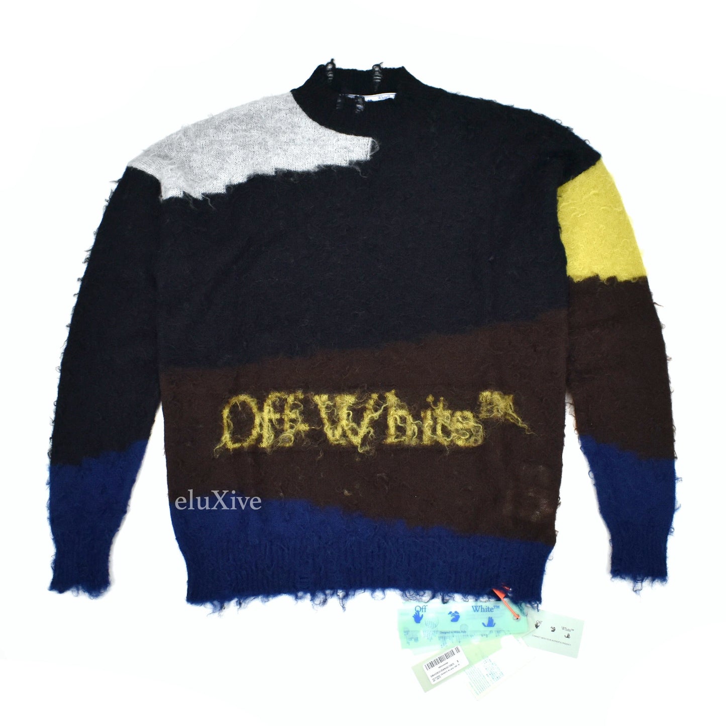 Off-White - Logo Knit Distressed Mohair Punked Sweater