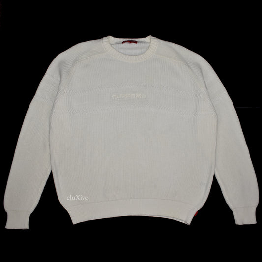 Supreme - Tonal Logo Embroidered Sweater (White)