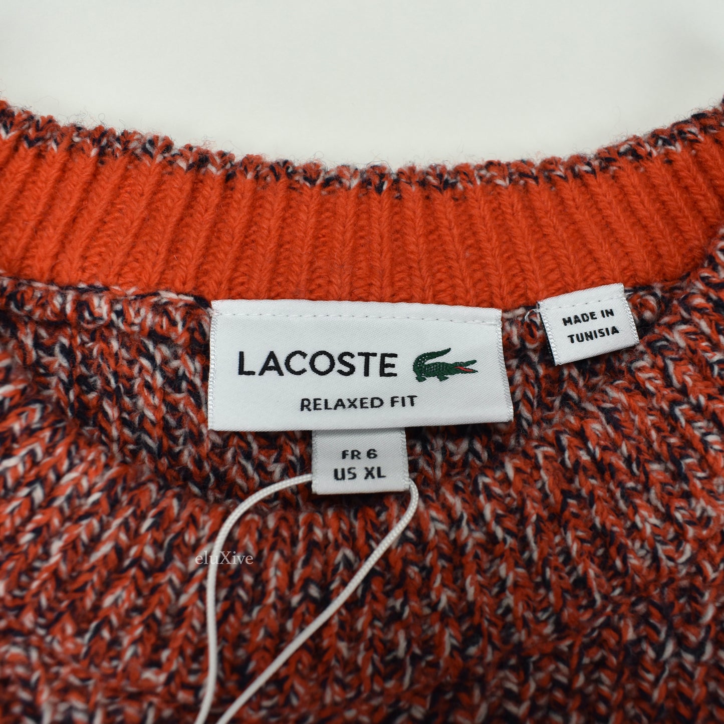 Lacoste - Heavy Knit Big Croc Logo Sweater (Orange/Red)
