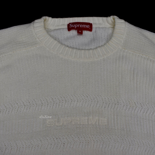 Supreme - Tonal Logo Embroidered Sweater (White)