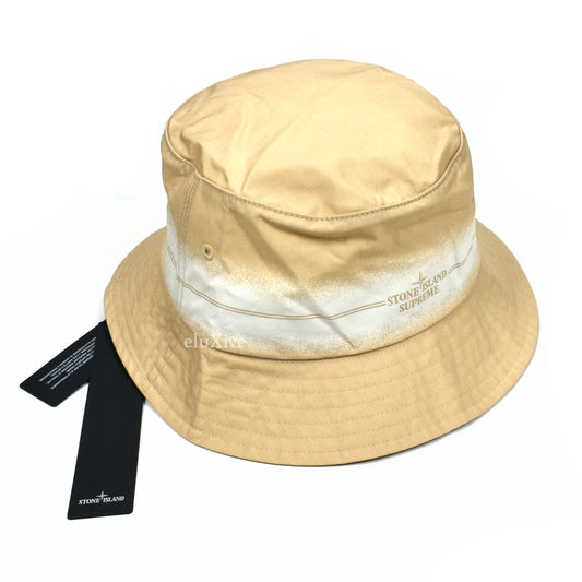 Supreme x Stone Island - Tan Logo Print Bucket Hat