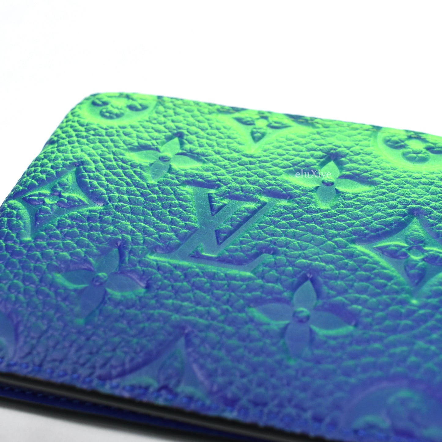 Virgil Abloh Blue and Green Monogram Illusion Leather PF Slender Wallet,  2022