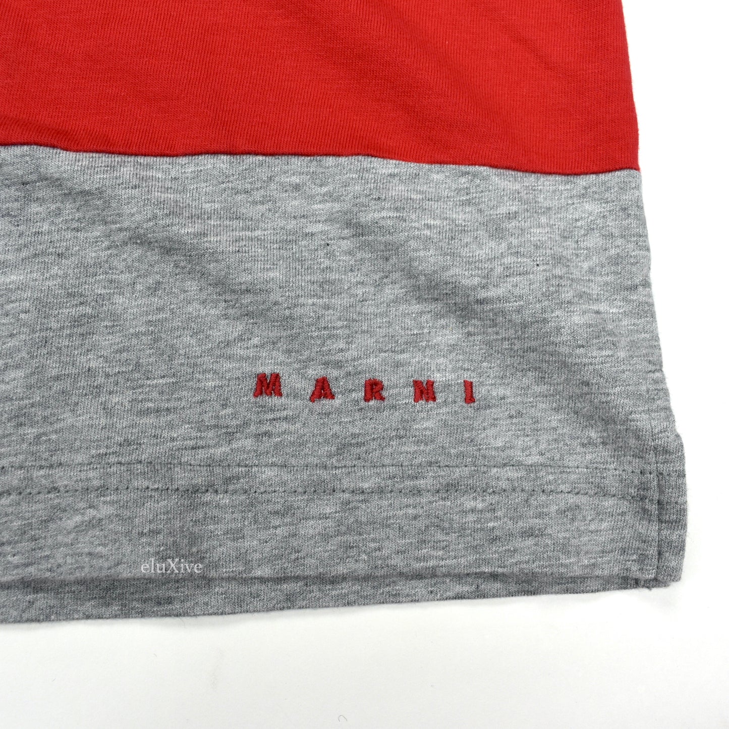 Marni - Red & Gray Panel Striped Polo Shirt