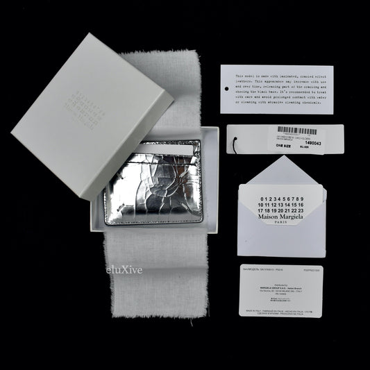 Maison Margiela - Silver Cracked Leather 'Shattered Mirror' Card Holder