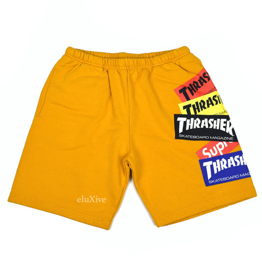 Supreme x Thrasher - Multi Logo Sweatshorts (Gold)