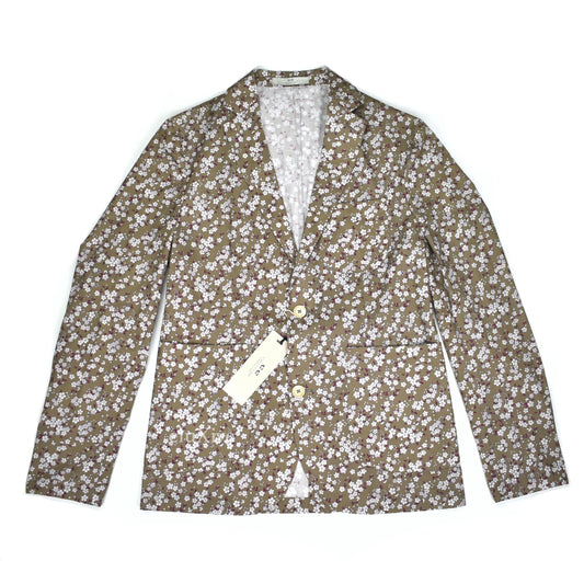 Corneliani - Tan Floral Print Cotton Lightweight Blazer