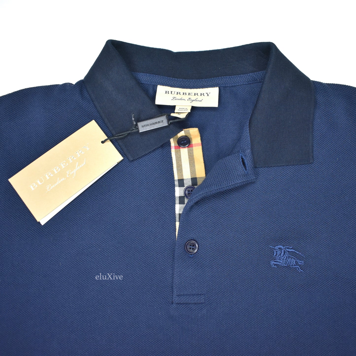 Burberry - Navy Blue Classic Logo Hartford Polo Shirt