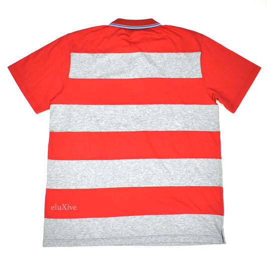 Marni - Red & Gray Panel Striped Polo Shirt