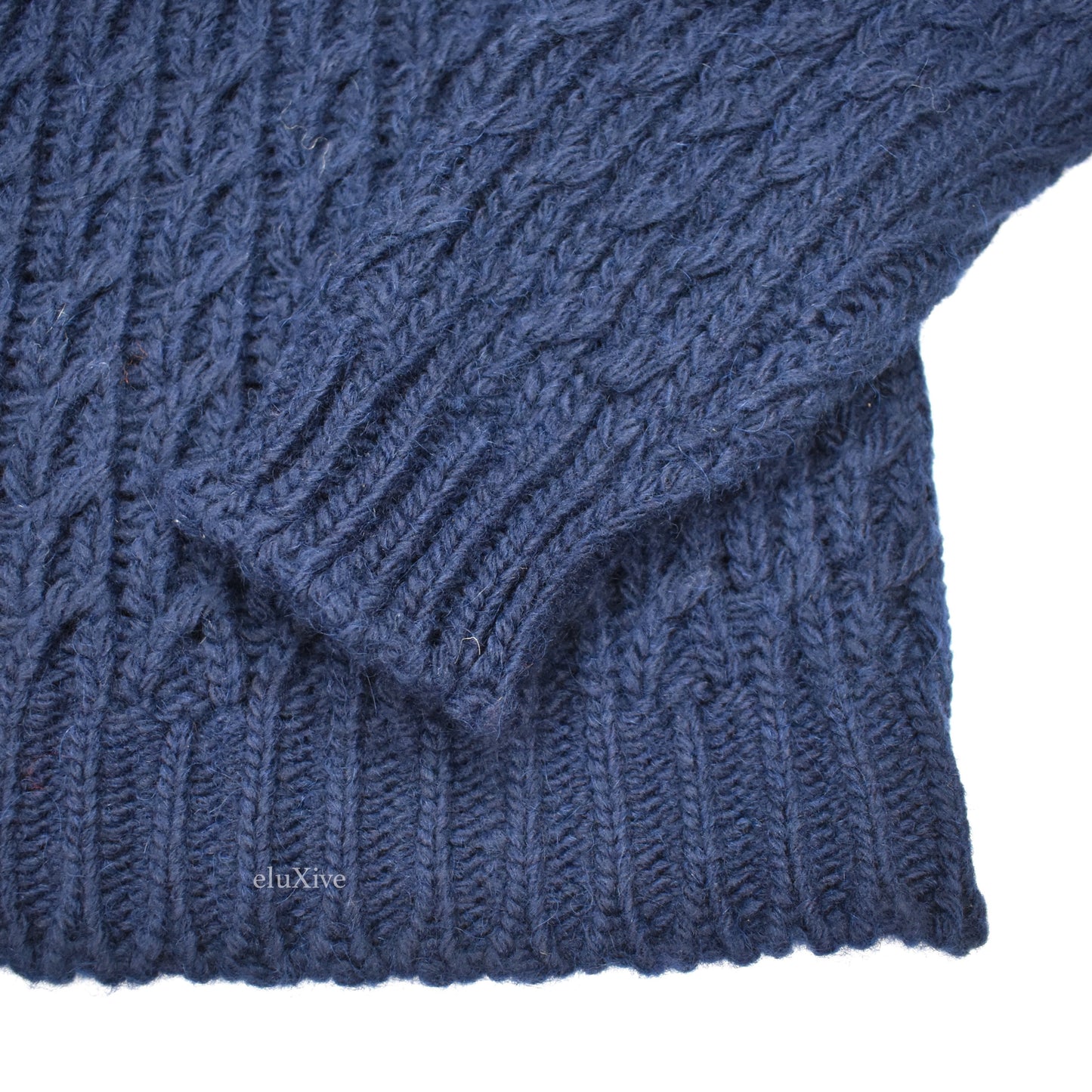 Barena - Navy Wool & Alpaca Cable Knit Sweater