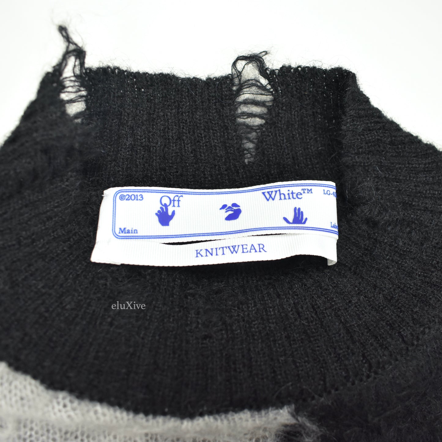 Off-White - Logo Knit Distressed Mohair Punked Sweater
