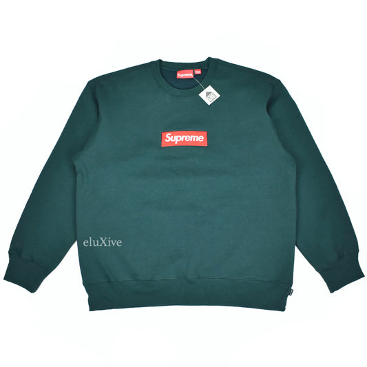 Supreme - Red Box Logo Crewneck Sweatshirt (Dark Pine Green)
