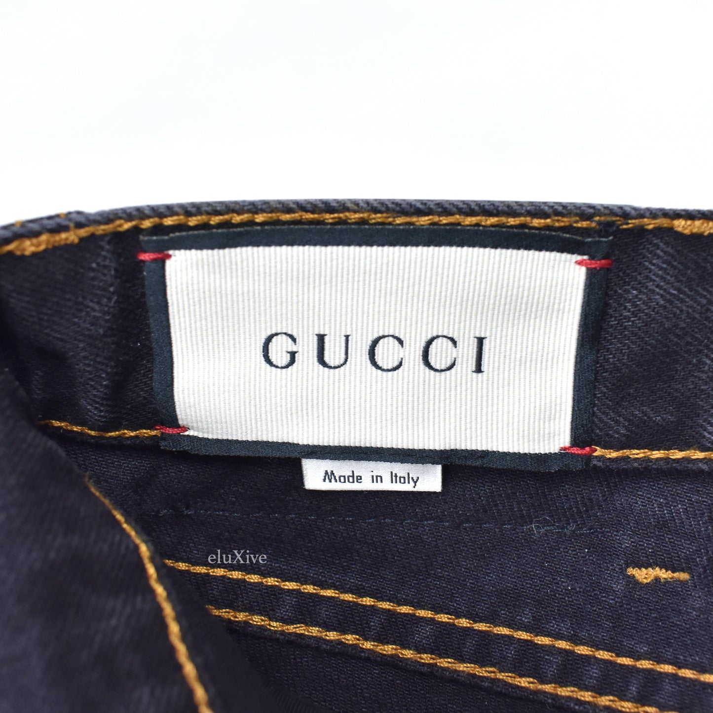 Gucci - Black Logo Embroidered Denim Jeans
